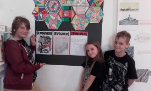 Young artists with their Evolver artworks